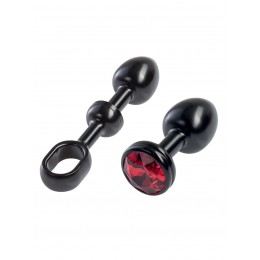 Malesation | Alu-Plug With Gemstone | Small : Black