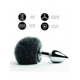 FeelzToys Bunny Tails Butt Plug - Black